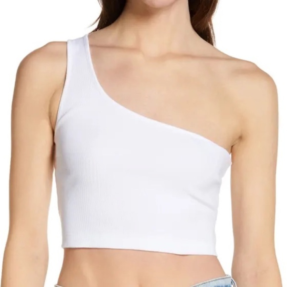 K.NGSLEY Unisex One-Shoulder Rib Crop Tank